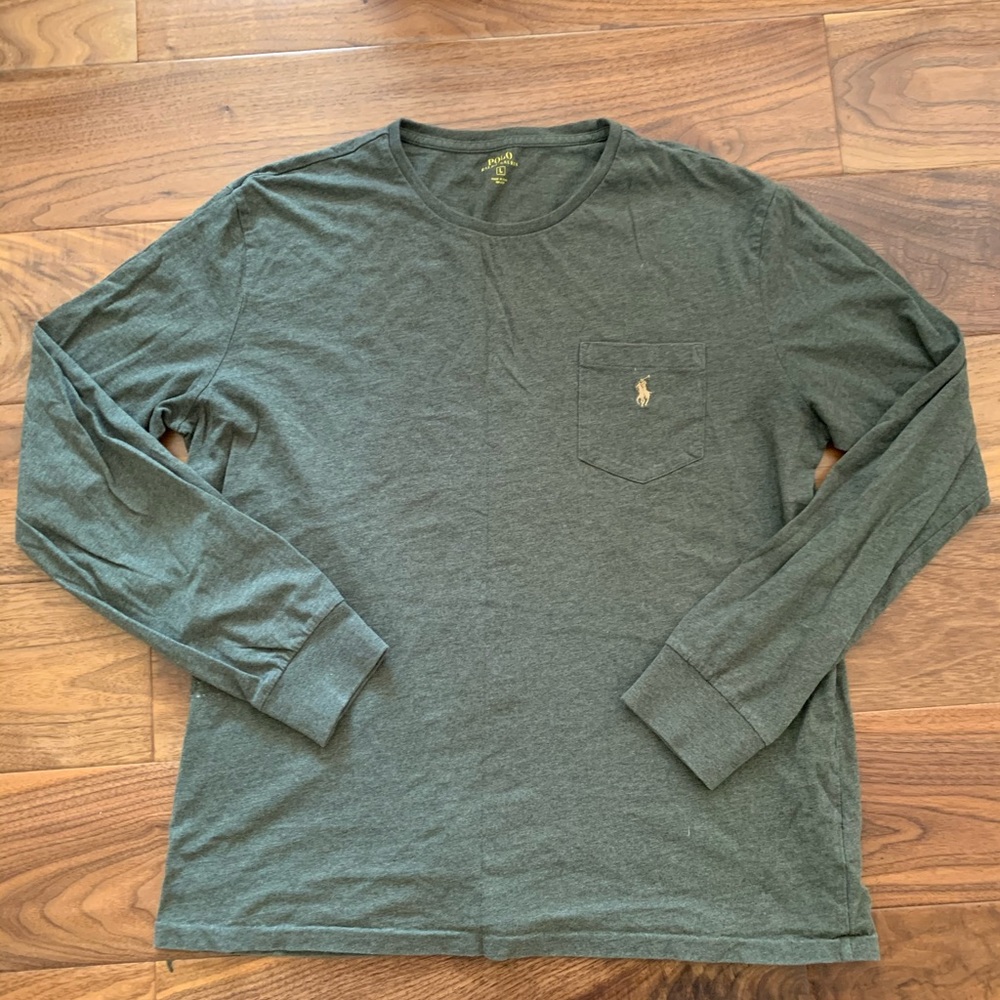 Green long sleeve polo shirt size large